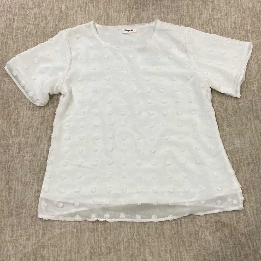 𝅺blooming Jelly Womens Chiffon Blouse Pom Pom Top